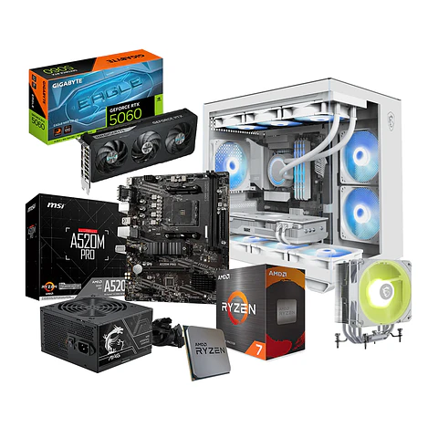 Kit MSI Ensamble: Ryzen 7 5700X, A520, RTX 5060, 700W, Case ATX