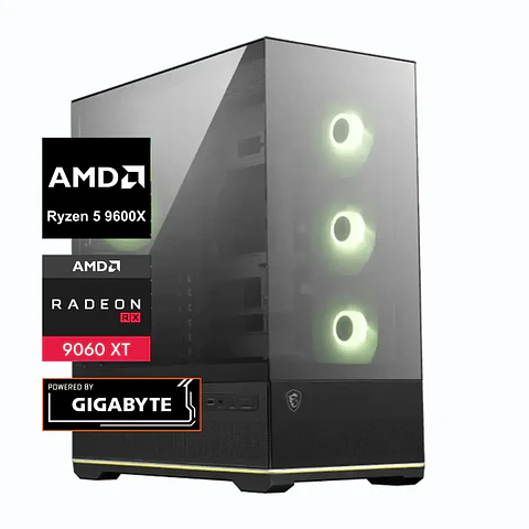 Pc Gamer Giga Beast: Ryzen 5 9600X, 32GB DDR5, RX 9060 XT 16GB