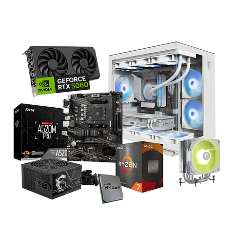 Kit MSI Ensamble: Ryzen 7 5700X, A520, RTX 5060, 700W, Case ATX