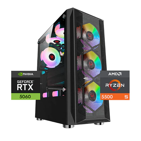 Pc Gamer Warrior Plus: Ryzen 5 5500, 32/16gb, M.2, RTX 5060 8gb