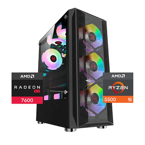 PC Gamer Warrior 5: Ryzen 5500, SSD M.2, RAM 16/32GB, RX 7600