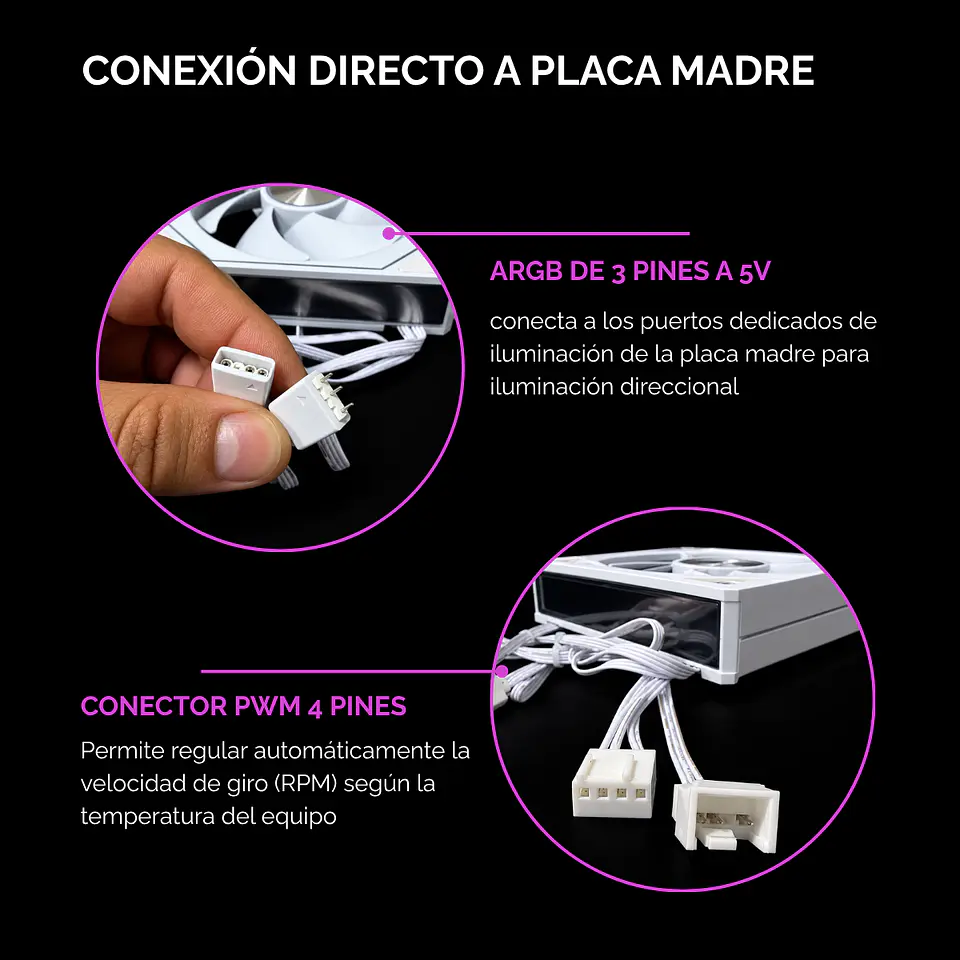 Ventilador Gabinete Kronos Prism 8Pro ARGB 120mm BLANCO 5