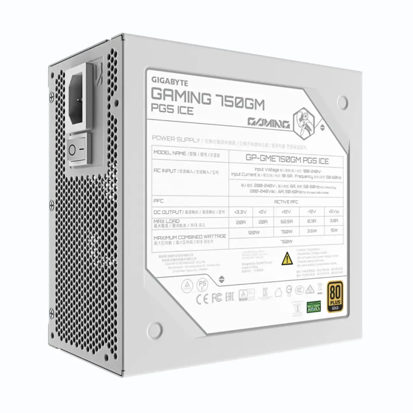 Fuente de Poder Gigabyte 750GM PG5 ICE 750W 80+Gold ATX  Modular  5