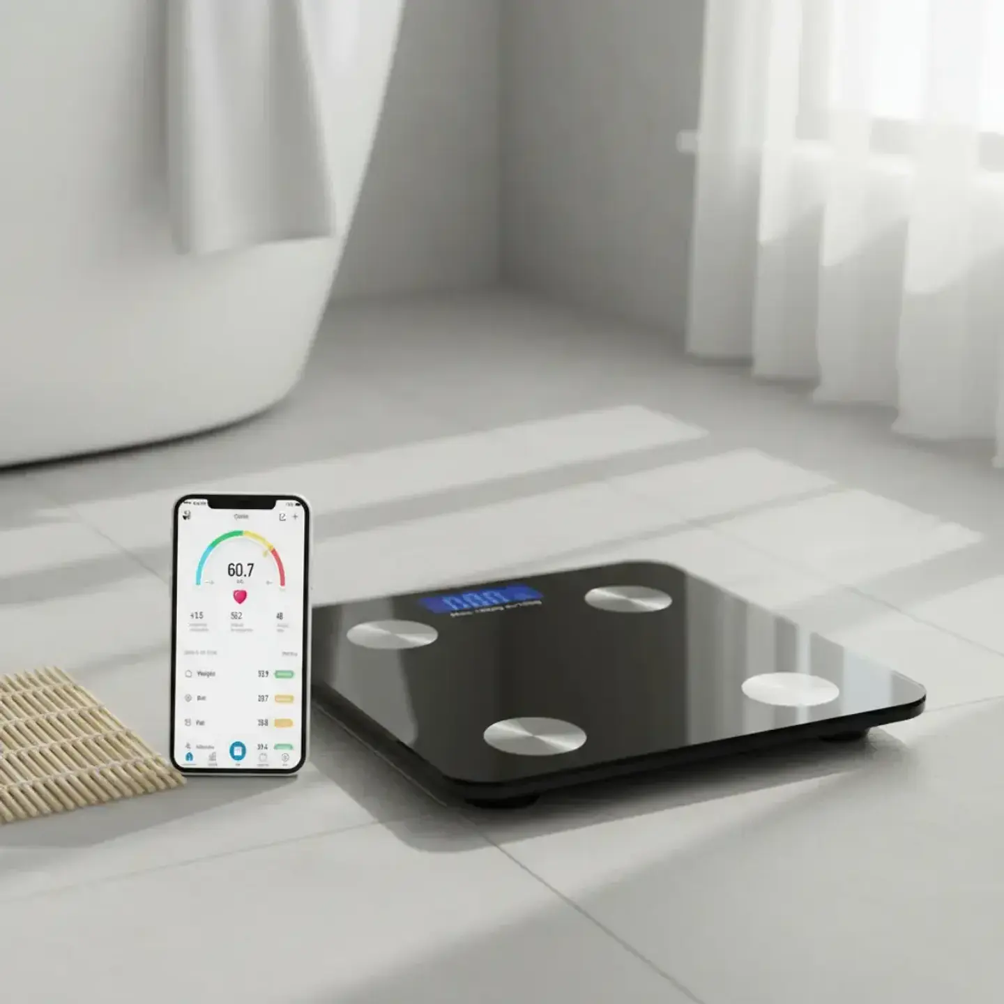 Balanza Pesa Digital Baño Bluetooth Vidrio Templado hasta 180kg Negra 2