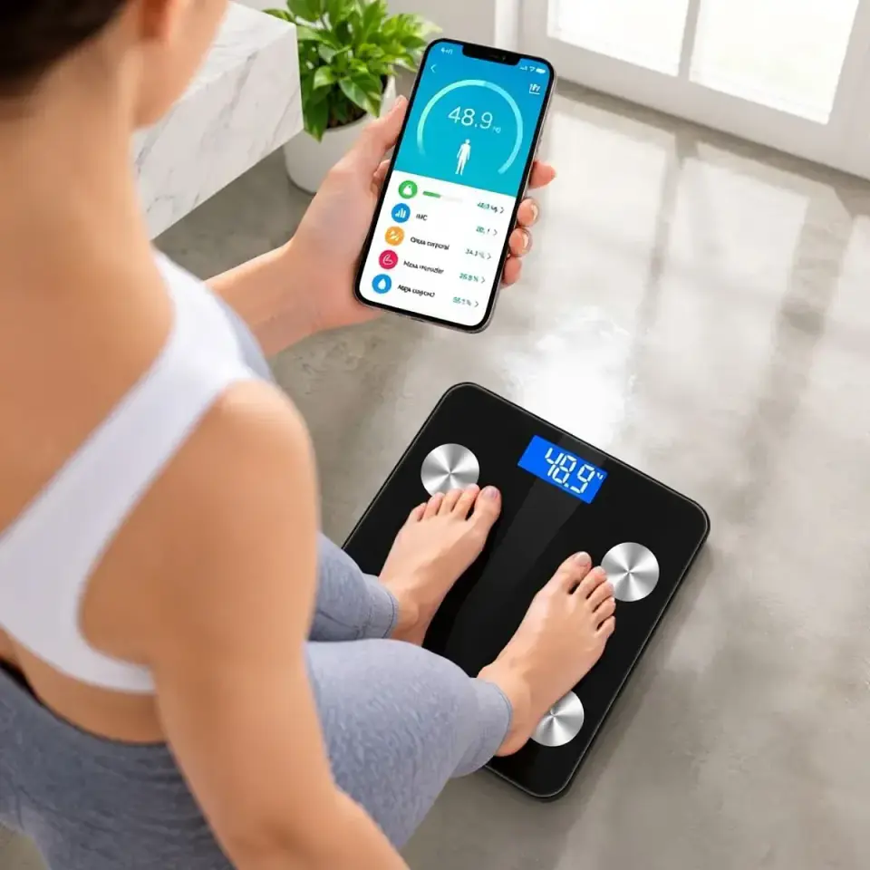Balanza Pesa Digital Baño Bluetooth Vidrio Templado hasta 180kg Negra 3