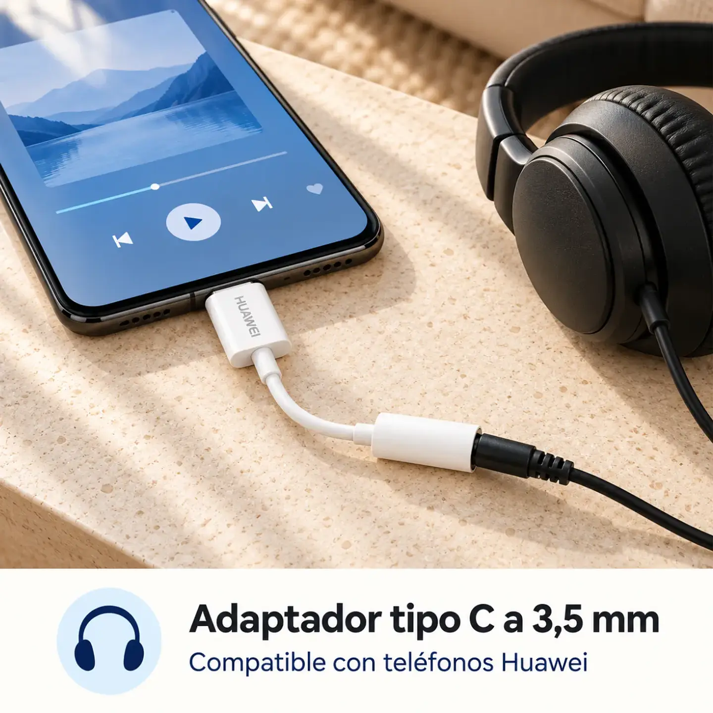 Cable Adaptador para Huawei USB-C a Jack 3.5mm Audífonos CM20 3