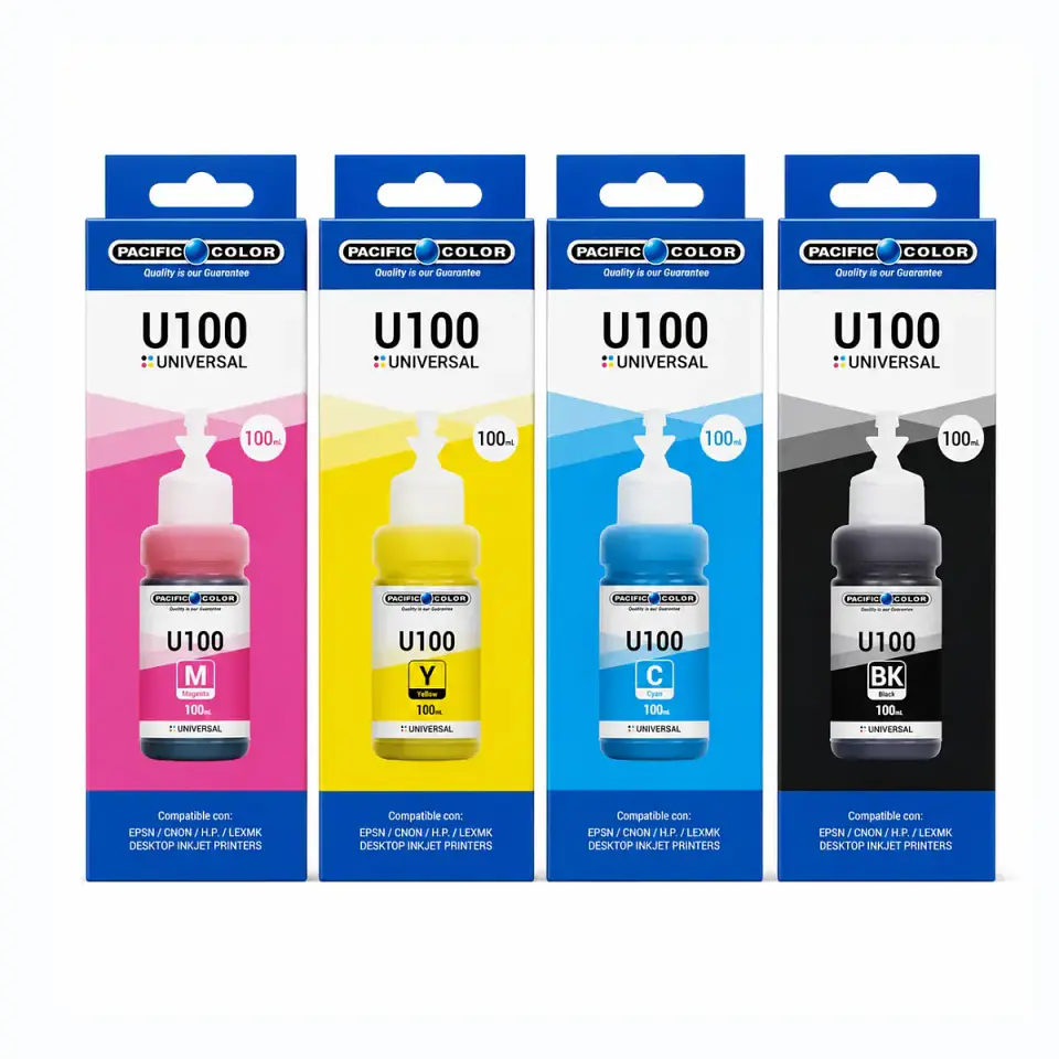 Kit 4 Tintas Universales Impresoras Tinta Continua Pacific Color U100 1