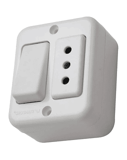 INTERRUPTOR SOBREPUESTO 9/12 + ENCHUFE SIMPLE DE 10 A