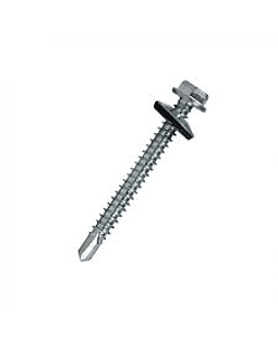 TORNILLO PUNTA BROCA, CABEZA HEXAGONAL CON GOLILLA ZIN. 10X 2.1/2'' PLATEADO