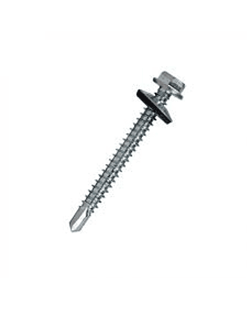 TORNILLO PUNTA BROCA, CABEZA HEXAGONAL CON GOLILLA ZIN. 10X 2.1/2'' PLATEADO