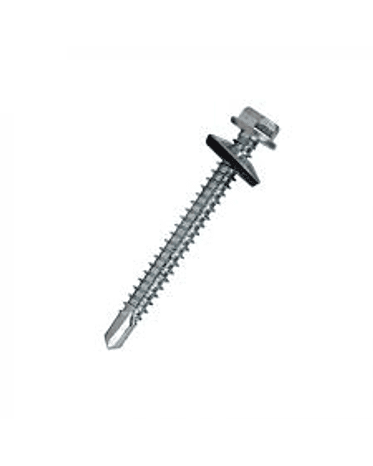 TORNILLO PUNTA BROCA, CABEZA HEXAGONAL CON GOLILLA ZIN. 10X 2.1/2'' PLATEADO