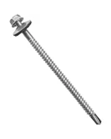 TORNILLO PUNTA BROCA, CABEZA HEXAGONAL CON GOLILLA ZIN. 12 X 3'' PLATEADO