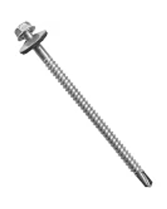 TORNILLO PUNTA BROCA, CABEZA HEXAGONAL CON GOLILLA ZIN. 12 X 3'' PLATEADO