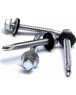 TORNILLO PUNTA BROCA, CABEZA HEXAGONAL CON GOLILLA ZIN. 12X1.1/2'' PLATEADO