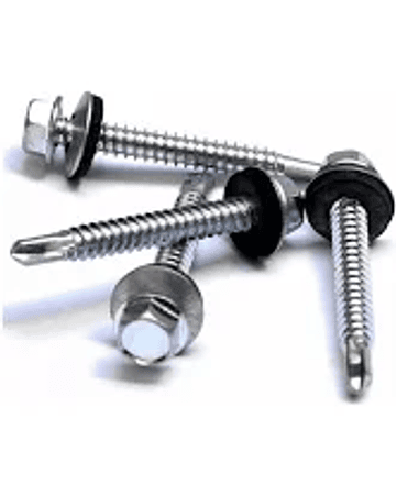 TORNILLO PUNTA BROCA, CABEZA HEXAGONAL CON GOLILLA ZIN. 12X1.1/2'' PLATEADO