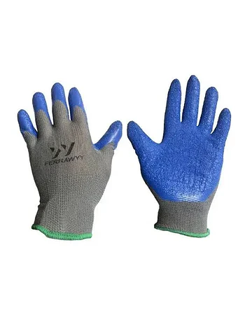 GUANTE TELA GOMA 0016 GRIS/AZUL 9