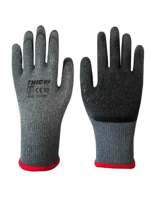 GUANTE TELA / GOMA 9 GRIS BORDE ROJO