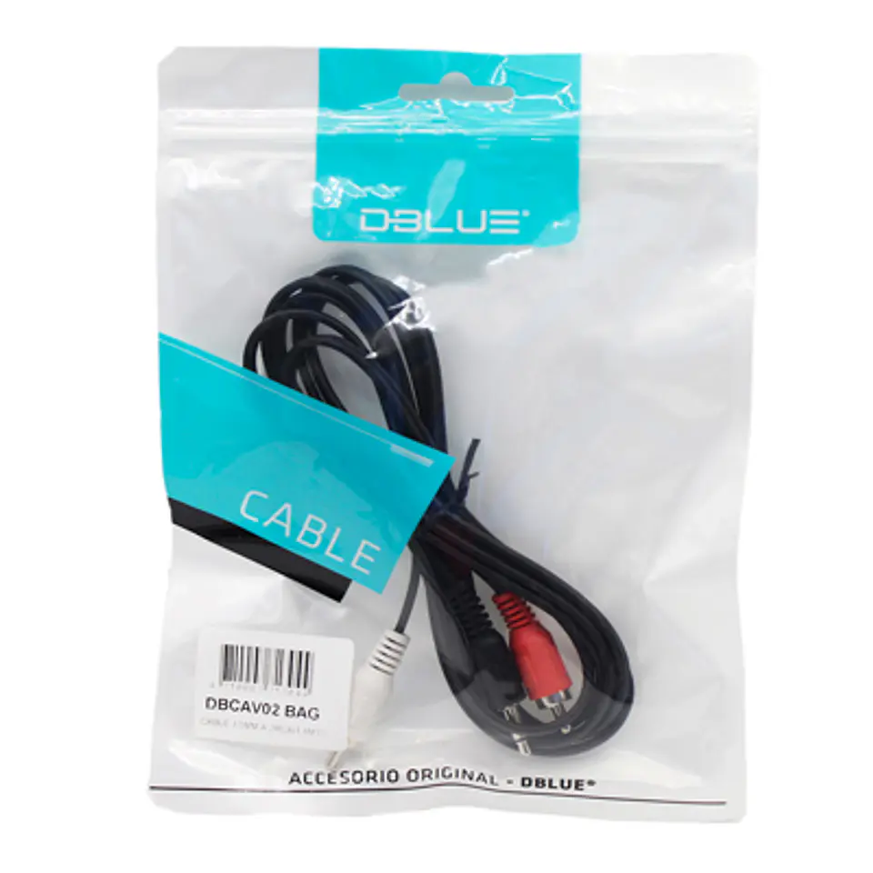 CABLE DBLUE 1.8M ESTÉREO PLUG 3.5MM A 2 RCA – CONEXIÓN DE AUDIO 2