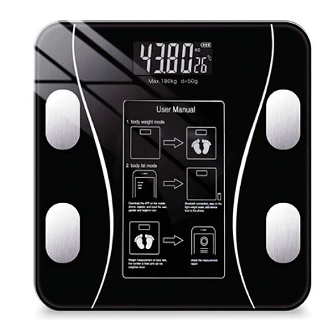 PESA DIGITAL BT TECNOLAB TL326 – IMC, BLUETOOTH, 180KG, VIDRIO NEGRO