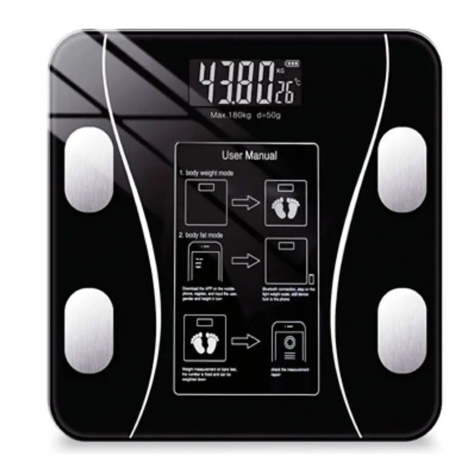 PESA DIGITAL BT TECNOLAB TL326 – IMC, BLUETOOTH, 180KG, VIDRIO NEGRO 1