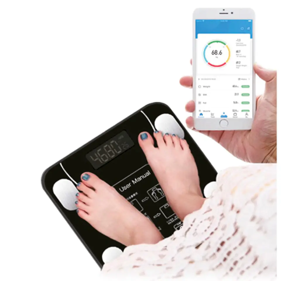 PESA DIGITAL BT TECNOLAB TL326 – IMC, BLUETOOTH, 180KG, VIDRIO NEGRO 3