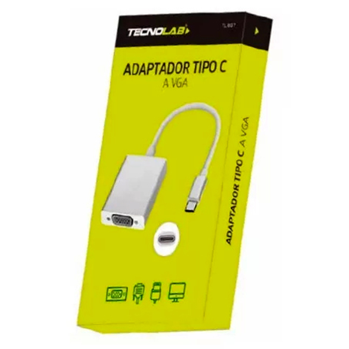 ADAPTADOR USB TIPO C A VGA TECNOLAB – 1080P, PC/MAC, COMPACTO 2