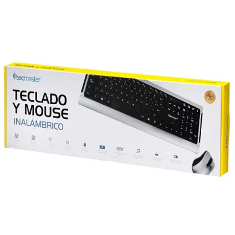TECLADO Y MOUSE INALÁMBRICO TECMASTER – TECLAS PLANAS, NANO USB