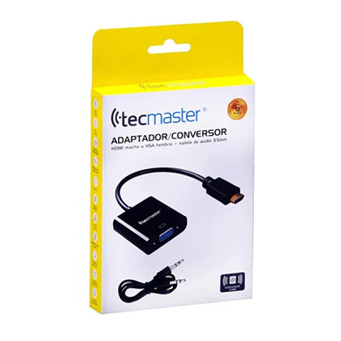 CONVERSOR HDMI A VGA FULL HD – 1080P, AUDIO INTEGRADO, PLUG & PLAY