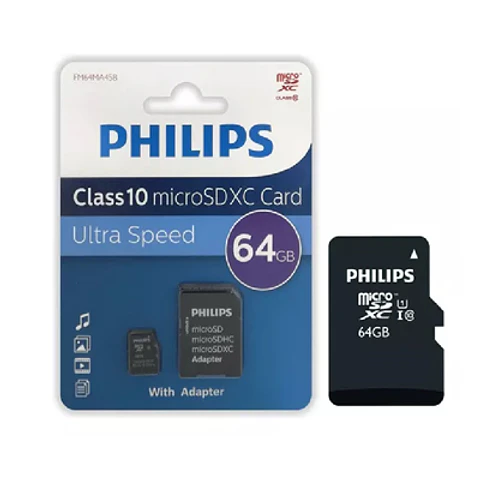 MEMORIA PHILIPS MICRO SDXC 64GB CLASE 10 – ALMACENAMIENTO RÁPIDO