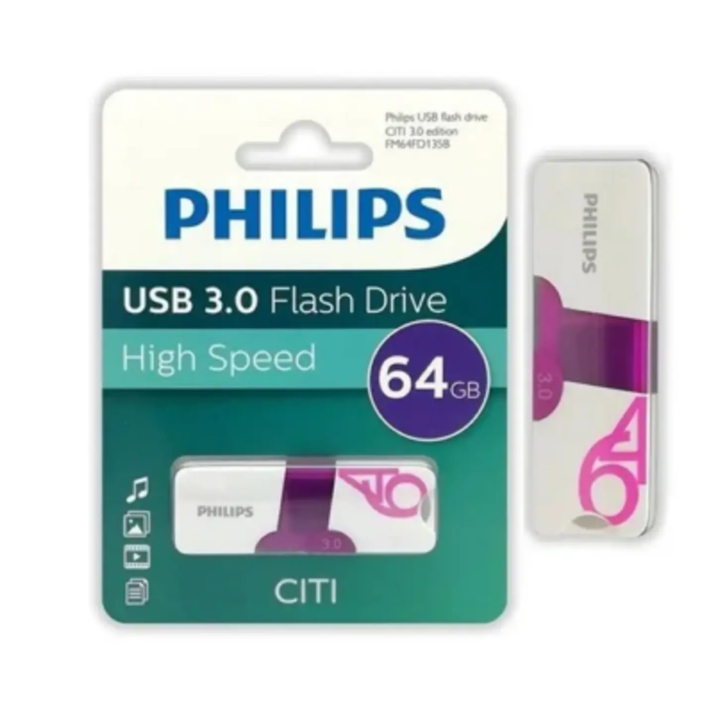 PENDRIVE PHILIPS CITI 64GB – USB 3.0 RÁPIDO, ESTILO Y CAPACIDAD 1