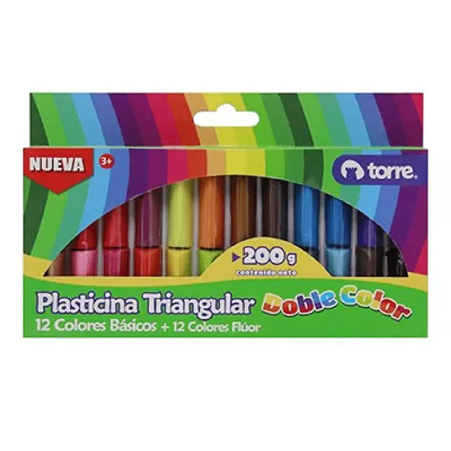 PLASTICINA TORRE 24 COLORES – DOBLE COLOR, FLUOR Y BÁSICOS, 200G 1