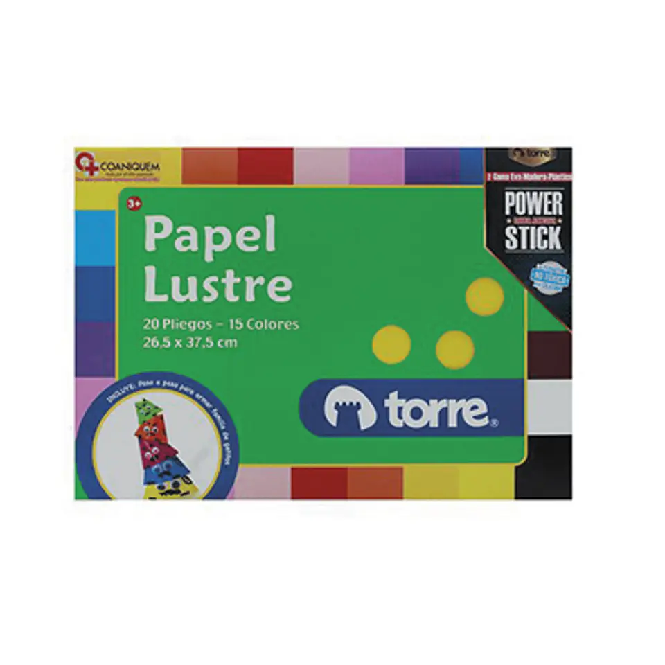PAPEL LUSTRE TORRE – CARPETA DE 20 HOJAS, COLORES SURTIDOS 1