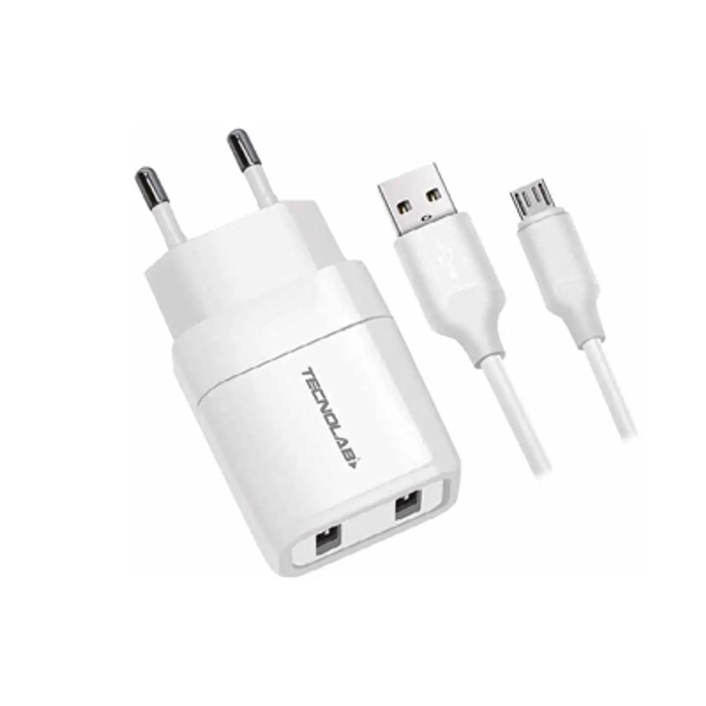 CARGADOR CELULAR 2.4A DOBLE USB CON CABLE MICRO USB WHITE 2