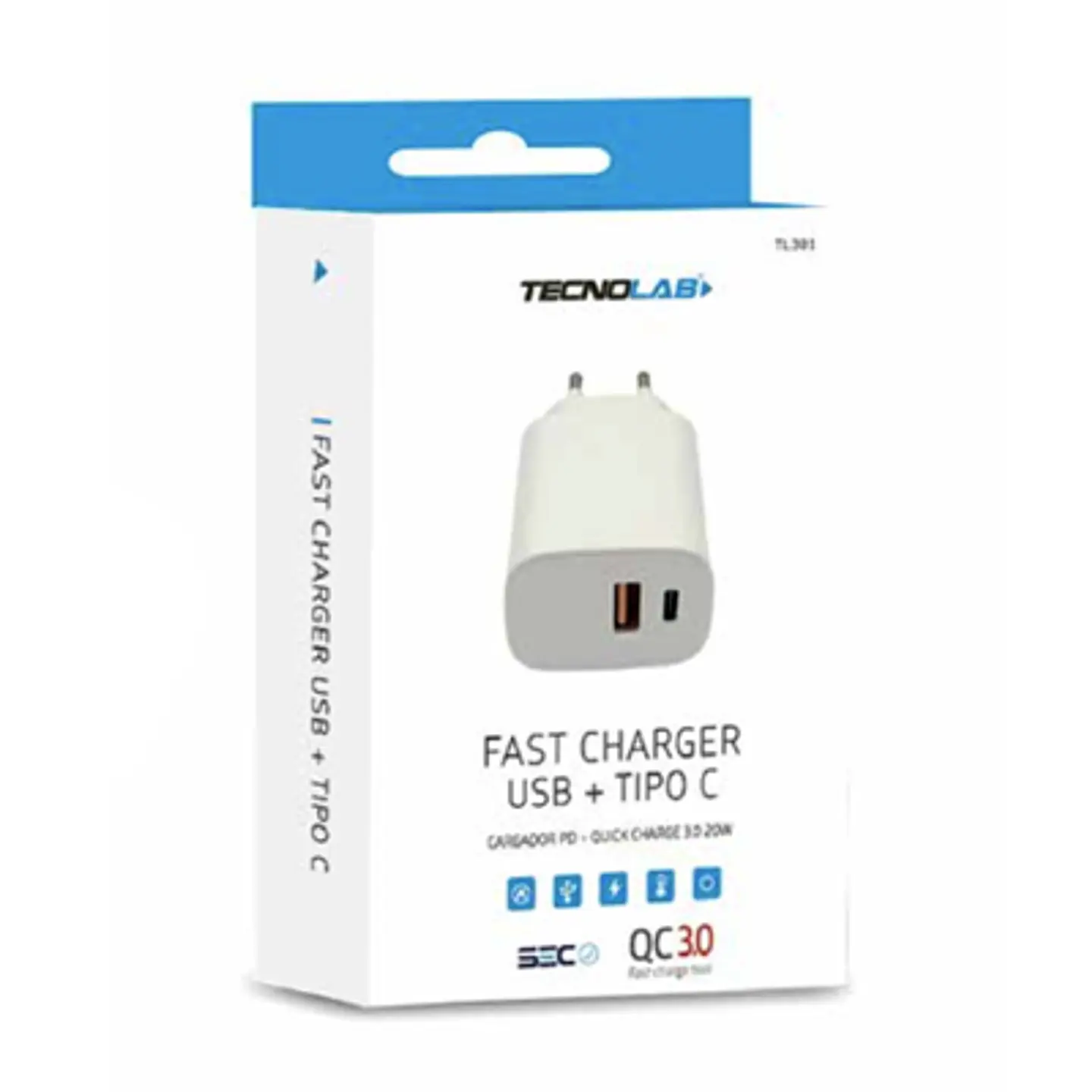 CARGADOR RAPIDO CERTIFICADO QC3.0 + PD WHITE 1