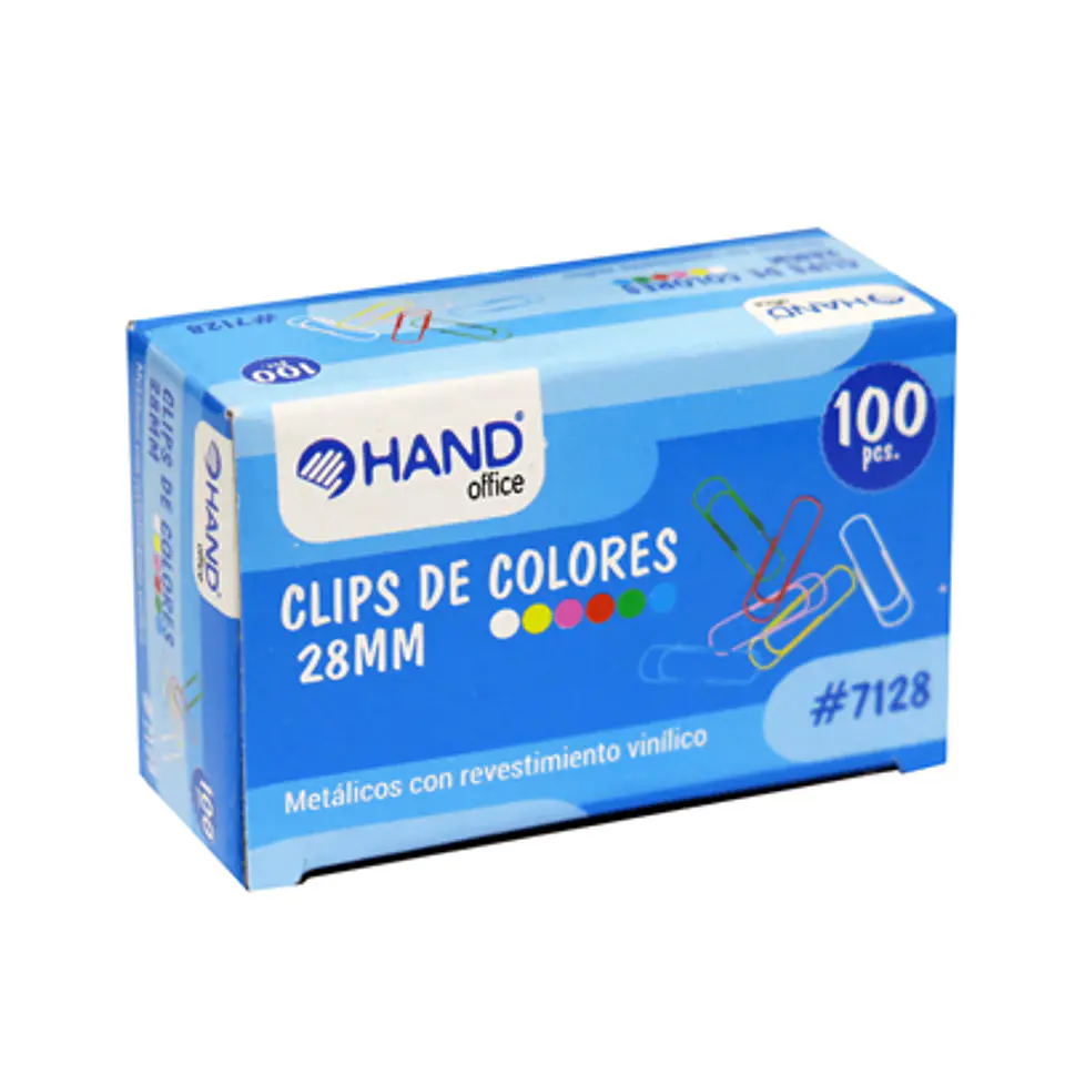 CLIPS PLÁSTICO DE COLORES HAND OFFICE 1