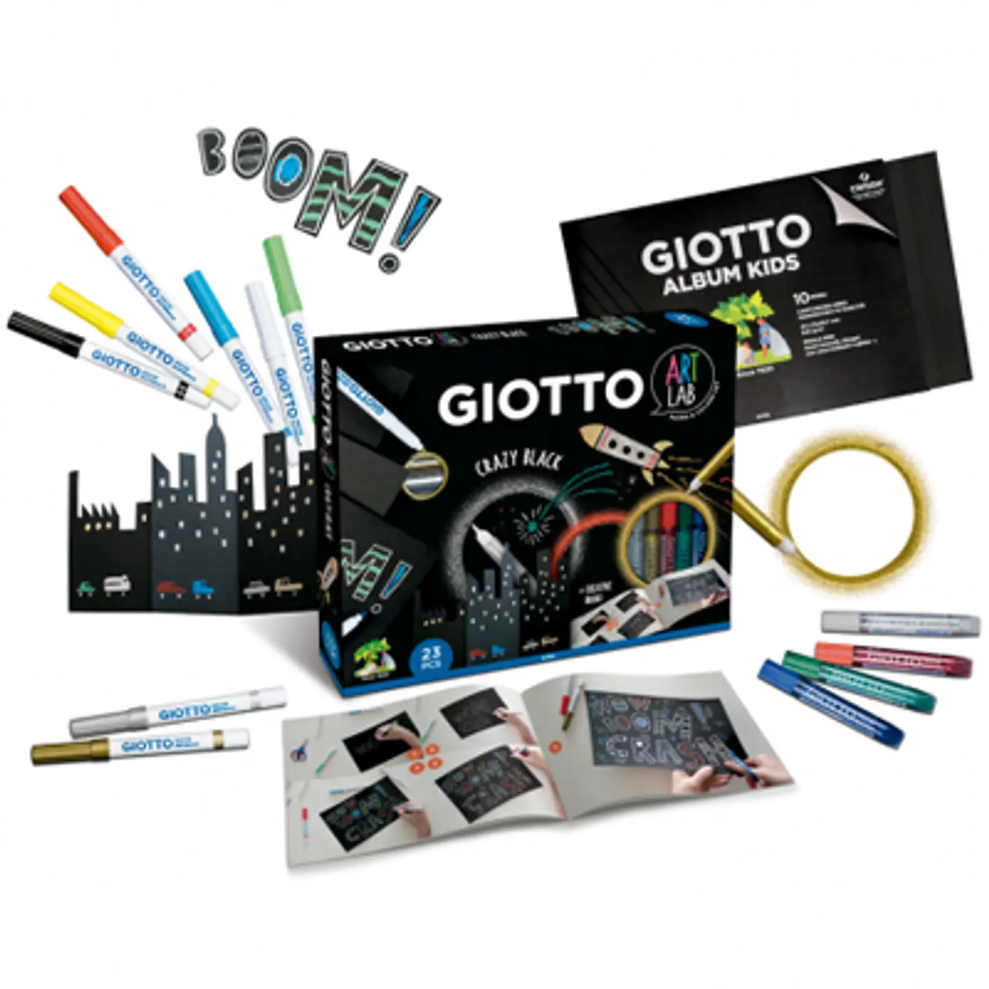 SET ART LAB GIOTTO CRAZY BLACK: CREATIVIDAD EN CARTULINA NEGRA 2