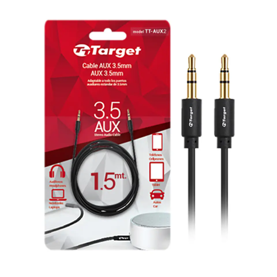 CABLE AUXILIAR 1.5M TARGET TT-AUX2 3.5MM PARA AUDIO CLARO 1