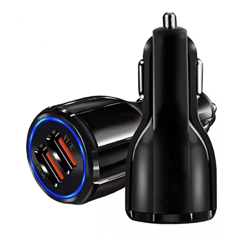 CARGADOR PARA AUTO USB-A + USB-C, 3.0A, ULTRACOMPACTO