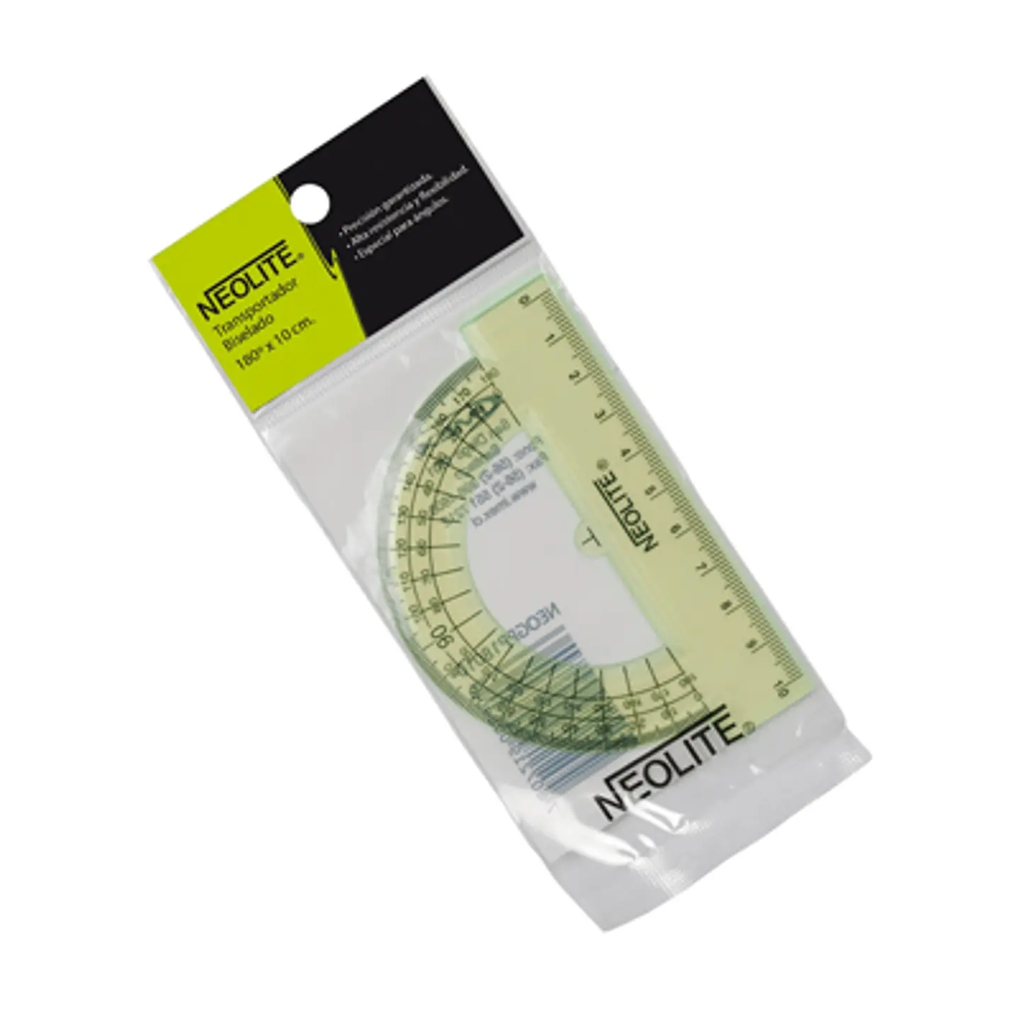 TRANSPORTADOR 180° NEOLITE 10 CM VERDE BISLEADO 1