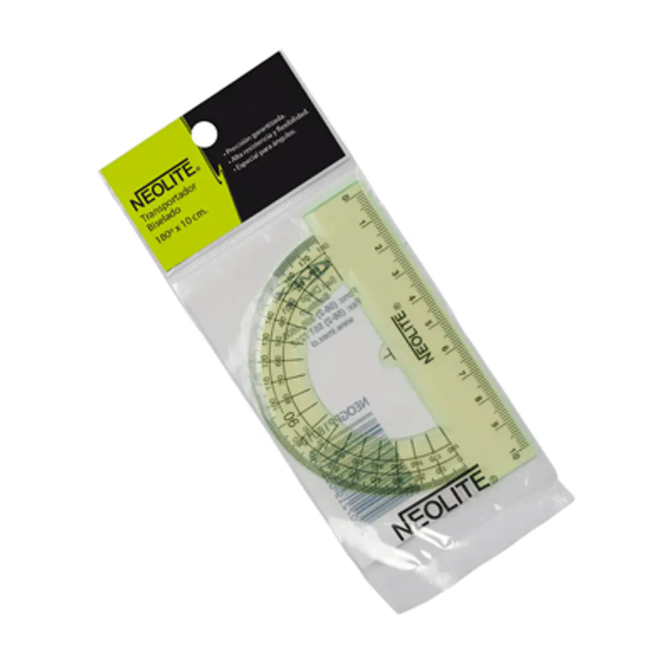 TRANSPORTADOR 180° NEOLITE 10 CM VERDE BISLEADO 1
