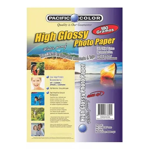 PAPEL FOTOGRÁFICO GLOSSY 180 GRS A4 - 20 HOJAS