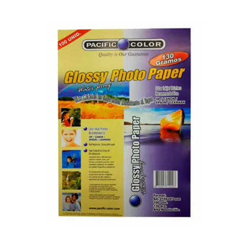 PAPEL FOTOGRÁFICO GLOSSY A4 130GR - RESMA 100 HOJAS