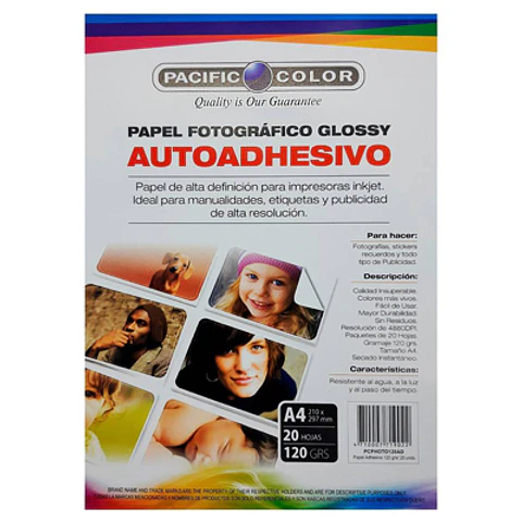 PAPEL AUTOADHESIVO GLOSSY A4 - 20 HOJAS DE ALTA RESOLUCIÓN