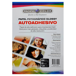 PAPEL FOTOGRÁFICO AUTOADHESIVO GLOSSY A4 - 100 HOJAS