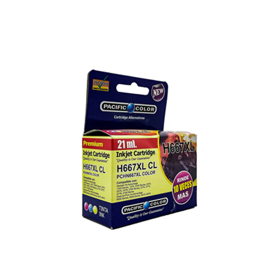 CARTRIDGE HP 667XL TRICOLOR ALTERNATIVO PACIFIC COLOR 21ML 1