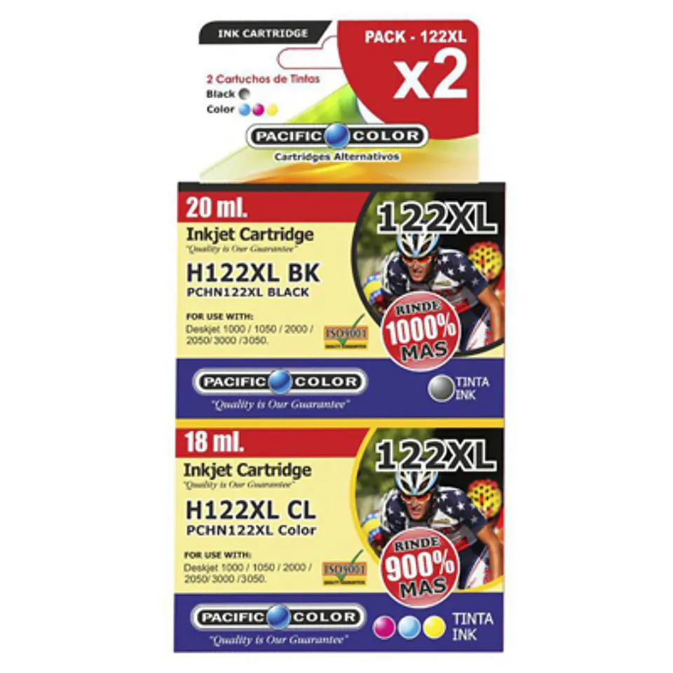 CARTUCHO PACIFIC COLOR H122XL BK/CL NEGRO Y COLOR 20ML + 18ML 1