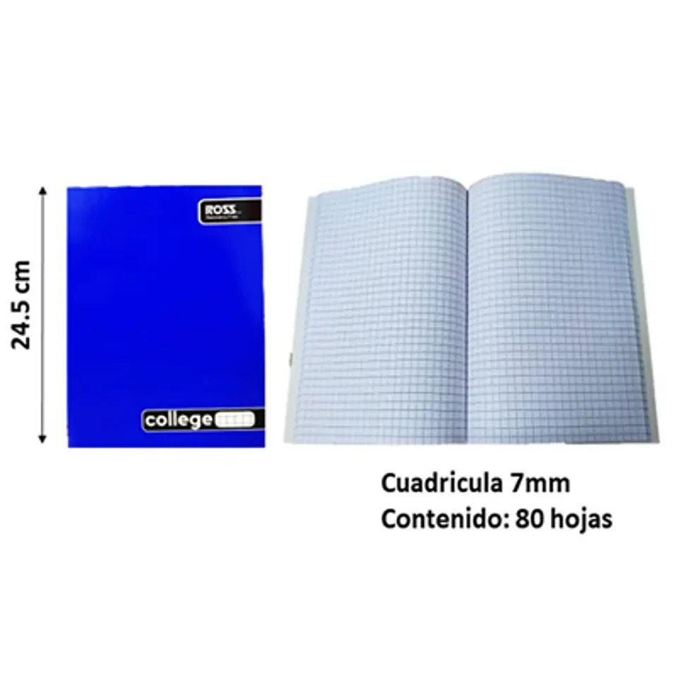 CUADERNO COLLAGE VERTICAL 80 HOJAS ROSS LISO COLOR AZUL O VERDE 2