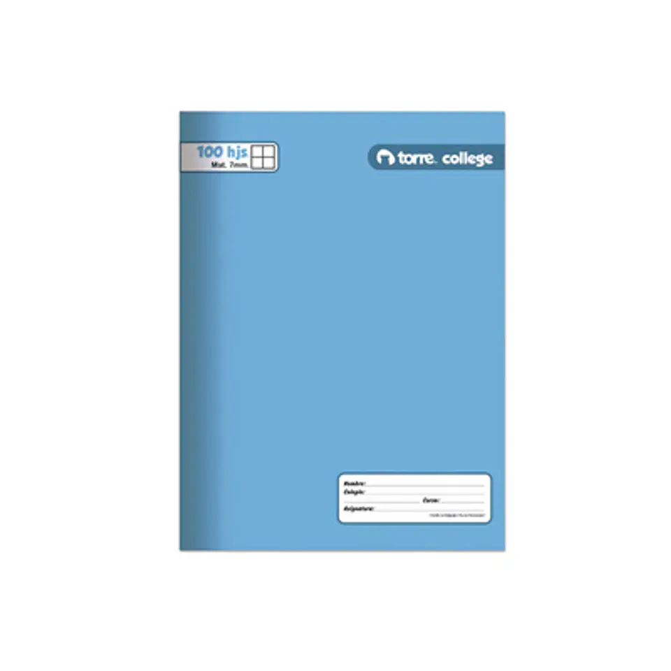 CUADERNO COLLEGE M5 100 HOJAS TORRE LISO CUADRICULADO 5MM 2