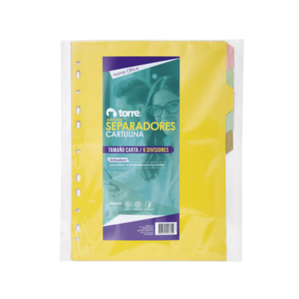 SEPARADOR CARTA 6 DIVISIONES COLOR TORRE - ORGANIZA CON ESTILO 1