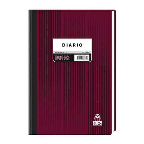 LIBRO CONTABLE DIARIO 100 HOJAS BUHO CUBIERTA DURA BURDEO